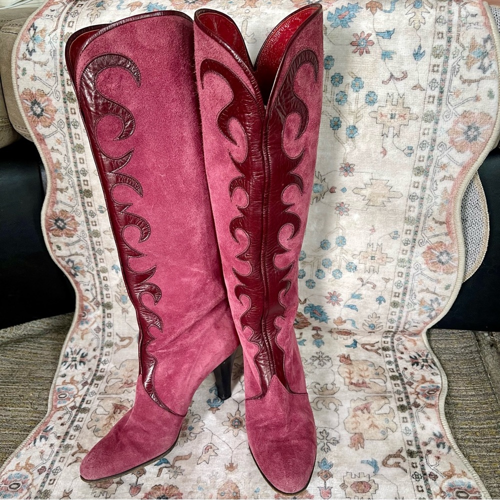 Yves Saint Laurent Super Rare Pink and Red Flame Heeled Boots